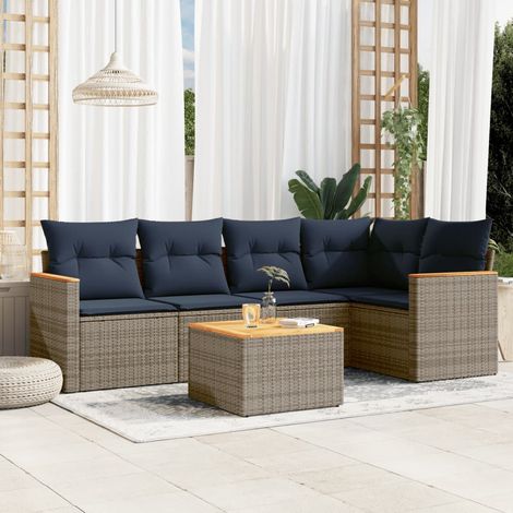 vidaXL Set Divani da Giardino 6 pz con Cuscini Grigio in (1/5)