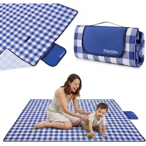 Manta de picnic impermeable de cuadros vichy - Hypermotion - 150 x 200 cm - Tela Oxford con recubrimiento de PVC (1/5)