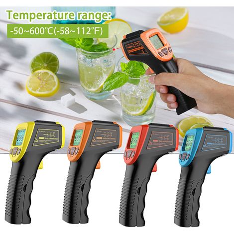 MNS Thermometre Infrarouge, Pistolet De Temperature Laser Numerique Sans Contact -58 °F A 1112 °F (-50 °C A 600 °C) Avec Ecran Lcd, Bleu, Bleu (1/3)