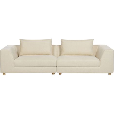 Sofá tapizado 3 plazas cómodo acogedor acolchado reposabrazos sala de estar moderno beige Lermon