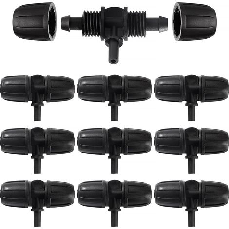 10 Raccords D'Irrigation, Connecteur En T 3-Voies, Pour Tuyau 8/12 Mm Et Arroseur 6 Mm, Jardin
