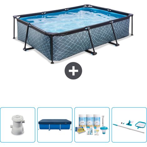 Exit Pool Rechteckig - Steinoptik - 300x200x65 cm - 5-teilig SCB65 (1/4)