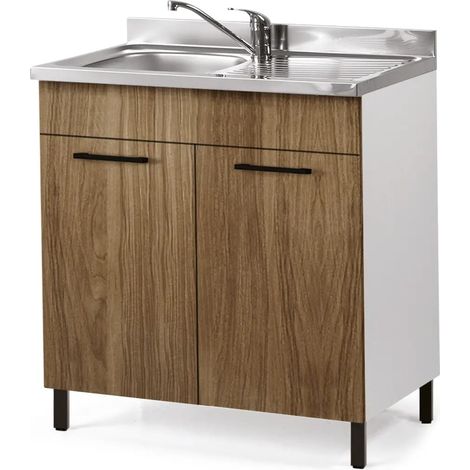Sottolavello per cucina Noce Naturale 2 ante Cm 80x50xH 85