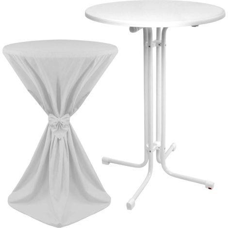 Outdoor Stehtisch Sylt, klappbar, Ø80cm, Weiß, mit Husse