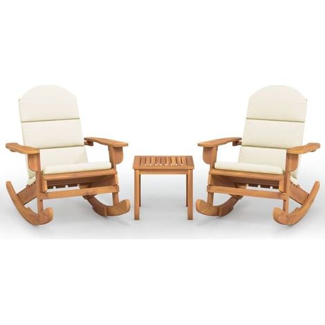 Ensemble de Salon de Jardin Adirondack 3 Pièces en Bois d'Acacia Massif (1/5)