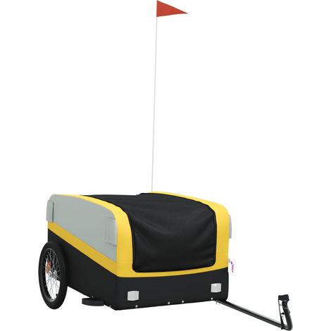 Remorque de vélo noir et jaune 45 kg fer (1/5)