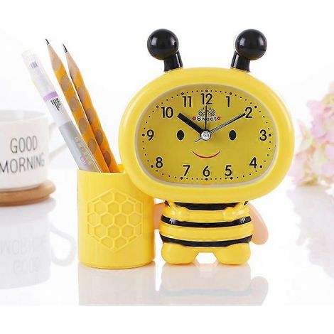 Porte-stylo abeille 7032 Mini réveil, réveil de chevet pour écolier, cadeau original pour la fête des enfants, jaune 1260 (1/5)