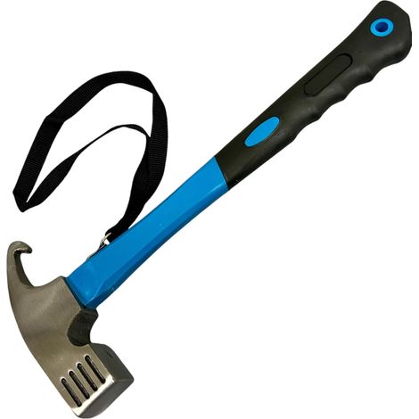 Marteau de camping avec dragonne - Bleu clair - Marteau de tente avec extracteur de piquets - Marteau de camping pour le camping et les piquets - Idéal pour tente, sol dur et extérieur + 1 aimant (1/5)