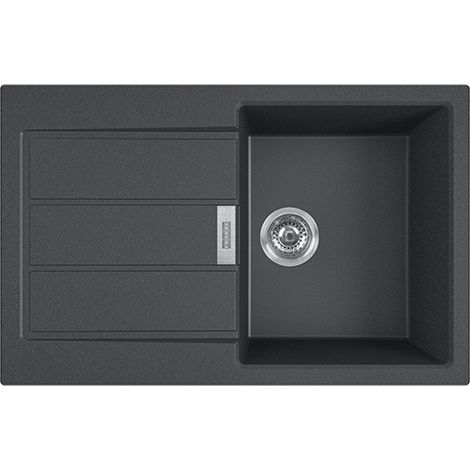 Franke – Évier à encastrer 1 bac Tectonite noir – Dimensions 780x500mm – Trop plein – Découpe 764x484mm – Reversible