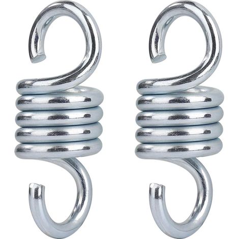 Lot de 2 Crochets à Ressort en Acier Galvanisé pour Hamac, Charge Max 500kg, Idéal pour Balançoire de Jardin, Chaise Suspendue et Porche (1/5)