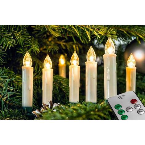 Ensemble de 12 bougies LED sans fil pour sapin de Noël, blanc chaud