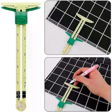 5-in-1 Nählineal, Messlehre, Patchwork-Quilt-Schneiderlineal, Größenmesser, Hilfsmittel, Aluminium-Kunststoff-Schiebelehre (1/4)