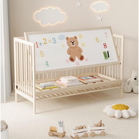 MEUBLIV Babybett 140x60 cm natürlich – umbaubar, höhenverstellbar, ohne Matratze (1/5)