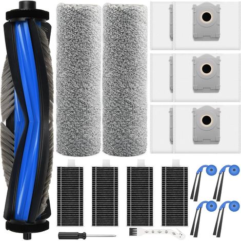 19 Stück Zubehörset für Ecovacs Deebot X9 Pro Omni/X11 Pro Omni/T80s omni Saugroboter,1 Hauptbürste,2 Wischwalzen,6 Staubbeutel,4 HEPA-Filter,4 Seitenbürsten,1 Reinigungsbürste,1 Schraubendreher (1/5)