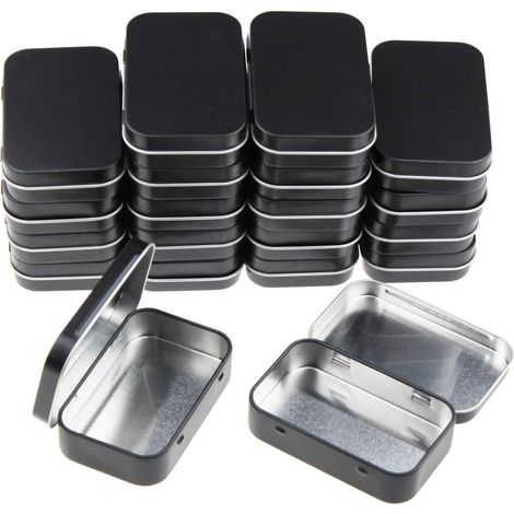 Lot de 20 boîtes métalliques rectangulaires vides avec charnières - Rangement pratique pour la maison - Mini-boîtes (1/4)