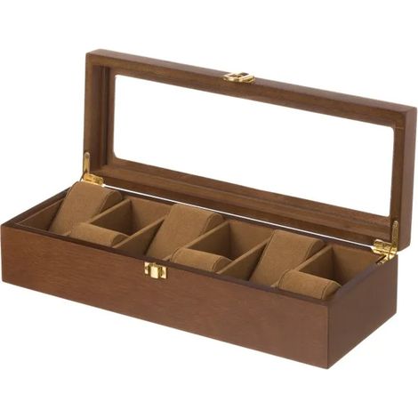 Scatola Porta 6 Orologi Portagioie Custodia Portaorologi Coperchio Trasparente (1/5)