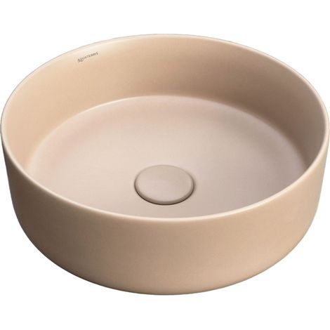 Lavabo redondo de encimera de 36×36 cm, color caqui/beige mate - Aquaterris (1/5)