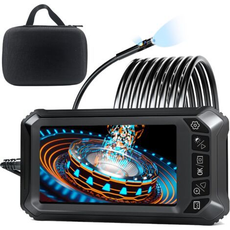 Dual Lens Industrial Endoscope Camera, 5" Inch IPS Screen Industrial Endoscope, Endoscope Camera with 6 Adjustable LEDs, 8mm IP67 Waterproof Camera, 32GB Card (5M) (1/5)