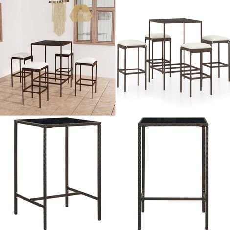 Ensemble de bar de jardin 5 pcs coussins Résine tressée Marron - Ensemble Salon De Jardin - Mobilier De Jardin - Set De Bar Extérieur - Table Basse Extérieure - Chaises De Jardin - Home & Living