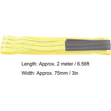 Corde de levage plate 3T avec double boucle, sangle de levage en polyester pour grue industrielle, 2 mètres