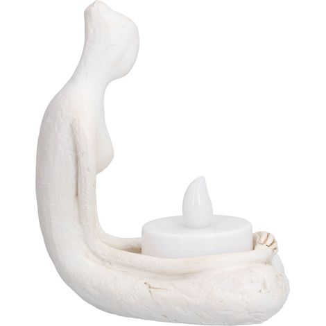 Porte-bougie en résine zen avec bougie LED, décoration de méditation pour salon ou bureau, sculpture moderne apaisante (1/5)