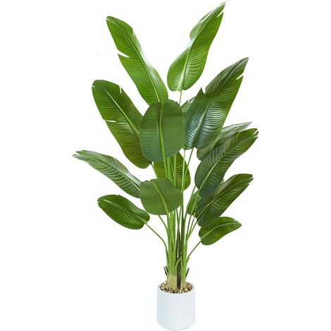 Plante Artificielle Oiseau de Paradis 210cm - Grande Plantes Bananier Artificielle Interieur avec Pot Blanc, Fausses Arbre Artificiel Parfaites pour Décoration d'Intérieur de Bureau ou Salon ou Maison (1/5)