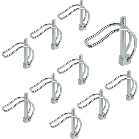 10 Stück D-förmige Sicherungsstifte (6 x 45 mm) für Rohre, Splinte mit Schnappverschluss, verzinkte Splinte aus Kohlenstoffstahl für Landwirtschaft, Garten und Landschaftsbau (1/5)