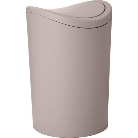 Poubelle Salle De Bain 6L - 1 Unité - Plastique - Couvercle Basculant - Toilette Et Sdb - 19x19x28cm Taupe (1/5)