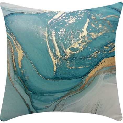 Taie D'oreiller - Polyester Flanelle - Imprimé Abstrait Turquoise - Pour Oreiller King - Fermeture Éclair Cachée - Lot De 2 (1/5)
