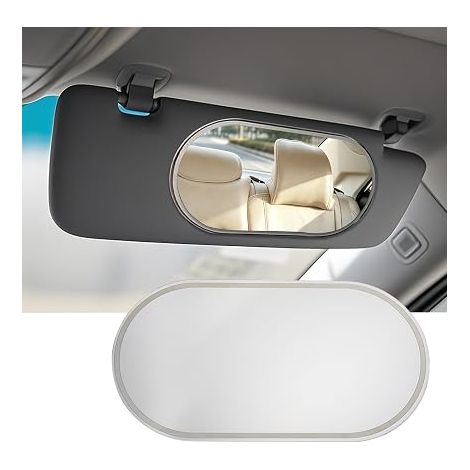 Car Makeup Mirror, Self Adhesive Vanity Mirror, Stainless Steel Vanity Mirror for Truck, SUV, Cosmetic Mirror (Large Oval) (1/5)