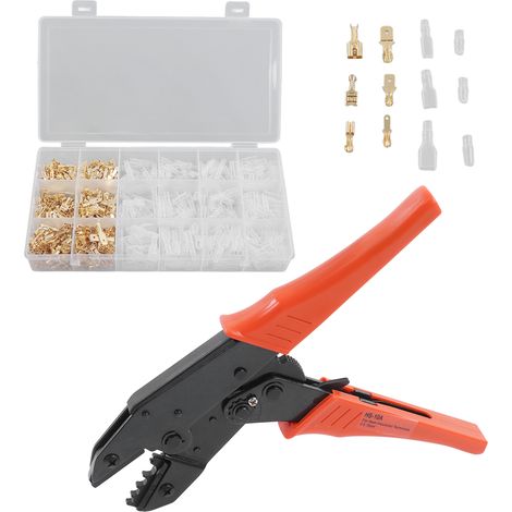 Kit de pinces à sertir à cliquet avec 300 cosses plates pour câbles de 0,5 à 10 mm² (1/5)