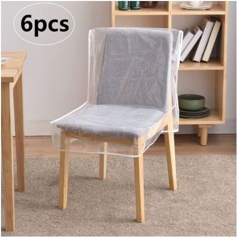 Lot de 6 housses de chaise transparentes en PVC plastique imperméables, avec dossiers, protection contre taches, rayures et poussière (1/5)