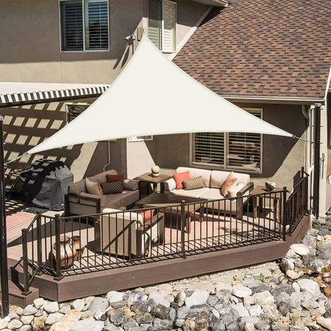 Voile d'ombrage Triangulaire Imperméable 2x2x2m Toile Ombrage avec 95% UV Protection pour Patio Extérieur Jardin Terrasse, beige