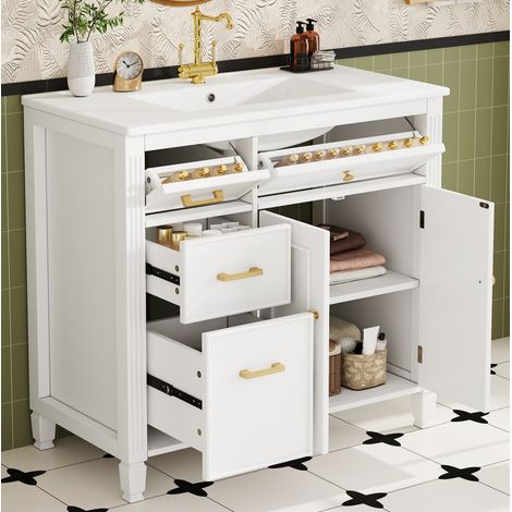 Table de chevet 45x39x56,5 cm en MDF finition chêne avec tiroir et rangement ouvert - CHICFURN (1/5)