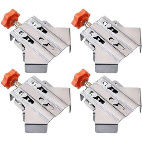 RHG Lot de 4 pinces à angle droit pour le travail du bois, support à 90 degrés en acier inoxydable avec mâchoires rotatives réglables pour la menuiserie, l'ingénierie et l'encadrement. (1/5)