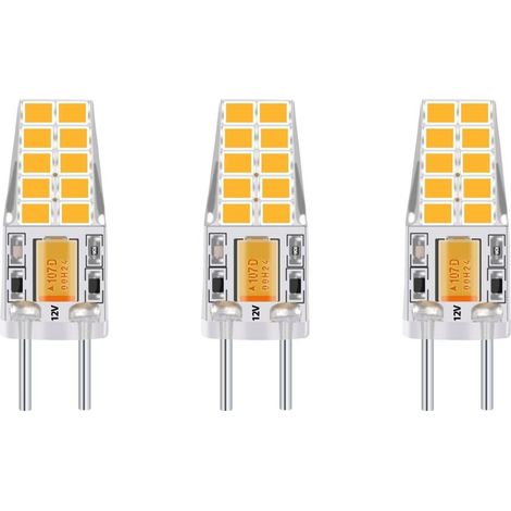3-PCS 3W 12V G6.35 LED Ampoule Culot T3 / T4 / T5 G6.35 / GY6.35 Base Blanc chaud 3000K Remplacement de 30W Ampoule Halogène pour l’Éclairage Sous-Cabinet Lumière Lampe de Bureau [Classe énergétique F