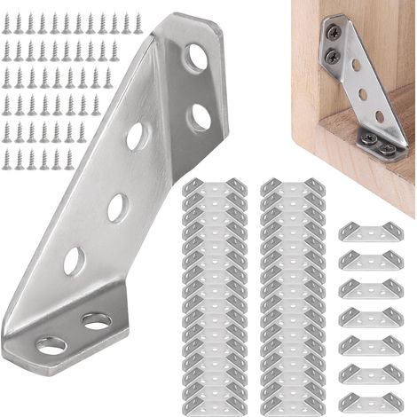 40 Pièces Connecteur D'angle en Acier Inoxydable 65x22x13mm, Support Forme Triangulaire Pince, Connecteur de Meubles, Équerre de Fixation pour Étagères, Armoires, Tables, Chaises en Bois (1/5)