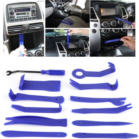Kit de démontage de garnitures intérieures de voiture (panneaux de porte, tableau de bord, GPS, autoradio) - 12 pièces (1/4)