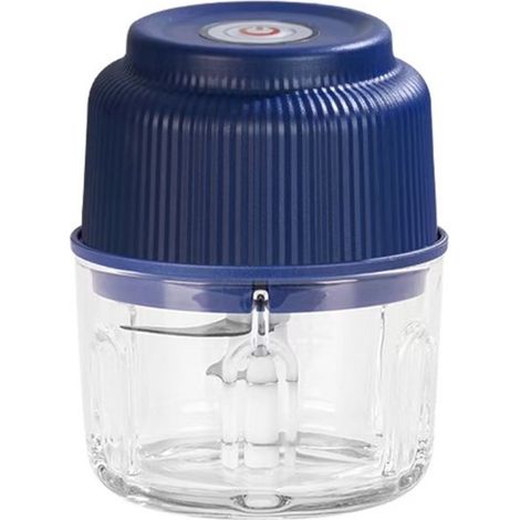 Prensa de ajos eléctrica - Picadora de alimentos - Recargable tipo C - 250 ml - Cuchilla de acero inoxidable 304 - Azul (1/5)