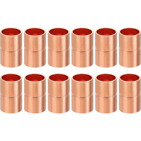8pcs Manchons à Souder en Cuivre, 15mm Raccords de Couplage Tuyau, Raccord Tuyauterie Droit pour Raccordements Plomberie HVAC Climatisation Chauffage Réseaux, Épaisseur 1mm - 10mm (1/5)
