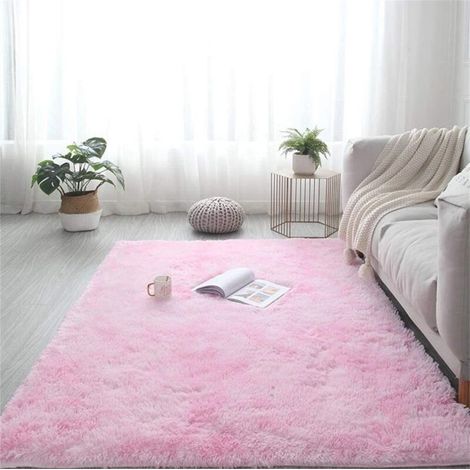 Tappeto a pelo lungo per camera da letto, tappeto per soggiorno, grande tappeto per corridoio, morbido, pelo lungo, soffice, antiscivolo, per interni, soggiorno, camera dei bambini, 60x160 cm, rosa ch