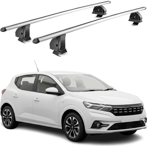OMAC Barres de toit transversales en aluminium pour Dacia Sandero III 2021-2026 – TÜV / DIN 75302:2019 – Antivol inclus – Charge max 75 kg – 2 barres – Gris (1/4)