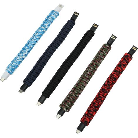 5er-Pack USB-Ladekabel für Armbänder, Typ-C, geflochten, tragbares Zubehör für Mobiltelefone. (1/5)