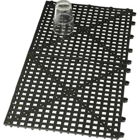 Tapis de drainage en caoutchouc robuste - 31,5 x 31,5 cm enfichable, noir - paquet de 2 (1/2)