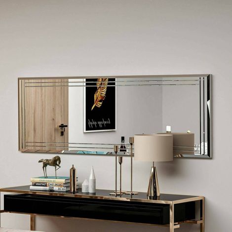 Dmora - Specchio Pleione, Specchiera, Articolo d'arredo a muro, Decorazione con specchio, 40x2h120 cm, Bianco, con imballo rinforzato, con imballo rinforzato (1/5)