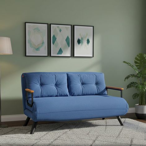 Sofá Cama 2 Plazas Calvin, Con Almacenamiento, Reclinable, Con Brazos, 133x78 cm azul (1/5)