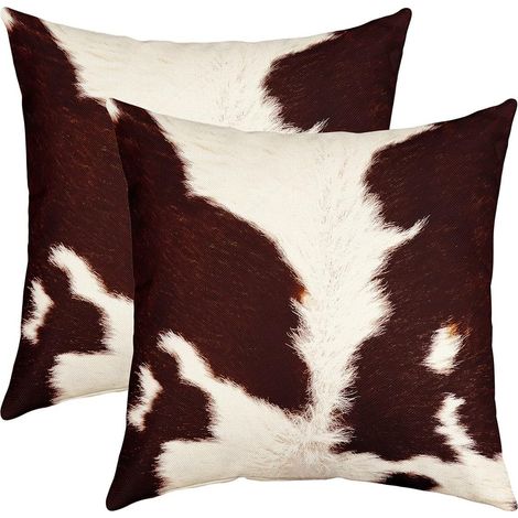 Taie d'oreiller 60x60cm Western Ferme Animaux Sauvages Housse Coussin pour Maison Le Salon Taie Oreiller Réversible Blanc Brun Lot De 2 Housse de Coussin (1/5)