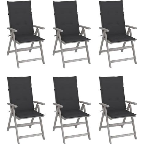 vidaXL Sillas reclinables jardín y cojines 6 uds madera maciza acacia (1/5)