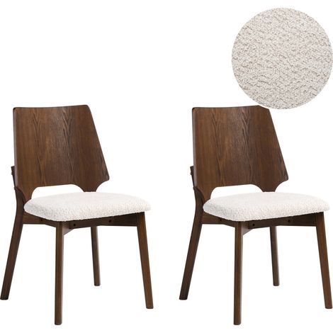 Conjunto de 2 sillas de comedor estilo retro asiento tapizado en bouclé marrón y beige claro Abee (1/5)