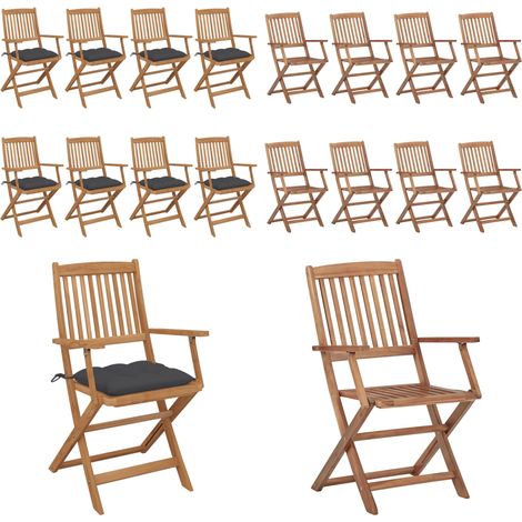 Chaises pliables de jardin lot de 8 avec coussins Bois d'acacia - Chaise De Jardin - Mobilier De Jardin - Chaise Pliante - Acacia - Coussin - Home & Living (1/5)